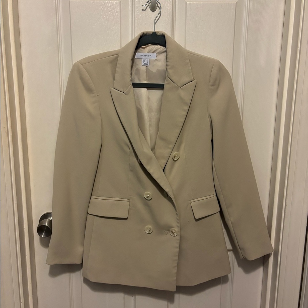 Primark Women's Beige Double-Breasted Blazer